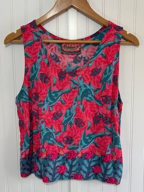 Rainbow-Jo Maui Hawaii Sea Turtle Tropical Tank Top Rayon Size Large